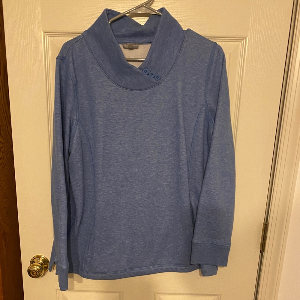 Talbot’s sweatshirt type top - soft inside and out . Looks nice with jeans .